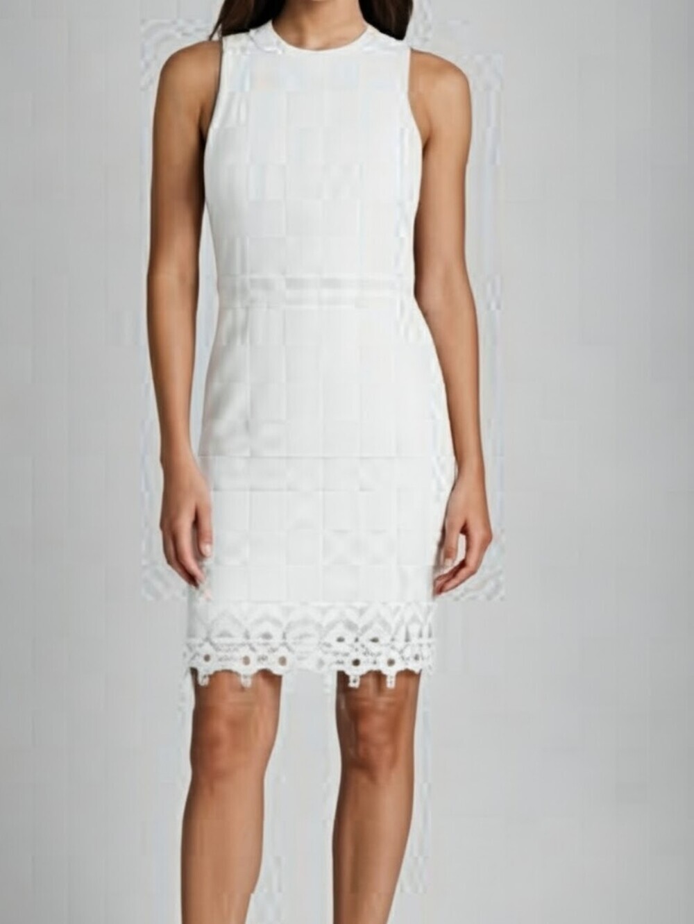 Antonio Melani Sleeveless White Lace-Hem Sheath Dress - Size 0